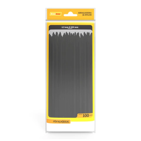 Abracadeira Enerbras Nylon 4.5X200 A45-E200P Pc.100Un - Preto