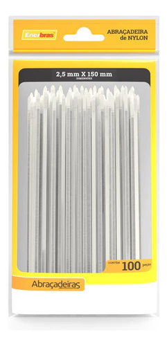 Abracadeira Enerbras Plastica 2.5X150 Pc.100Un Branca (A25-E150)
