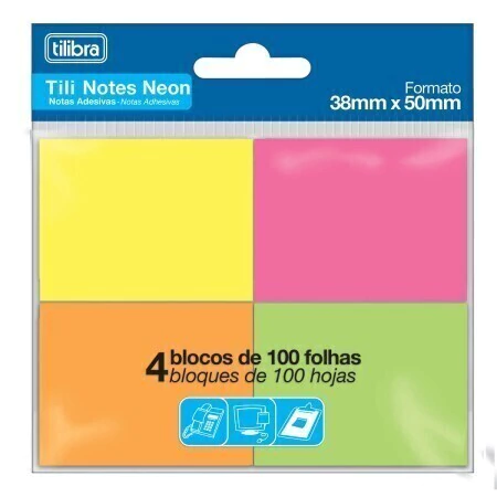 Bloco Adesivo Tilibra 38X50Mm 4 Cores Neon 1Un (286257)