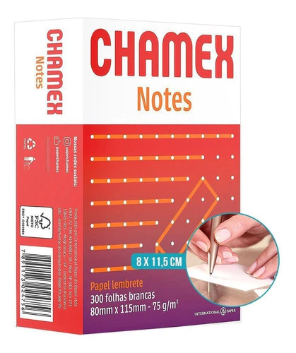 Bloco Anotacao Chamex 75G 300 Folhas 80X115 - 1Un