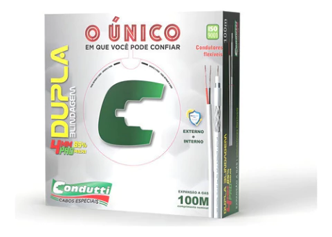 Cabo Coaxial Condutti Cftv 4Mm 85% 75Ohm 2X26Awg Caixa 100M - Branco